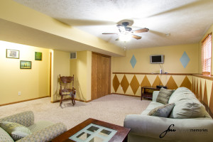 Family Room with yellow walls
